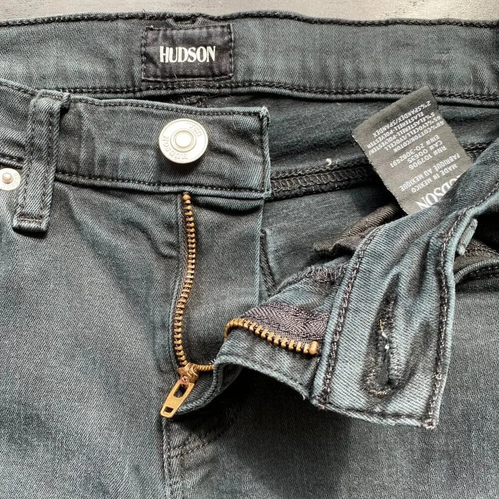 Hudson Womens 25 Krista Low-Rise Super Skinny Ankle Distressed Denim Jeans Black - Picture 14 of 16
